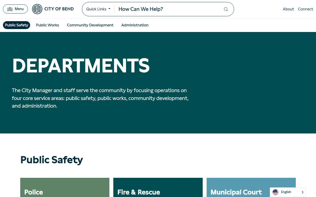 City of Bend departments page Bend bankruptcy records