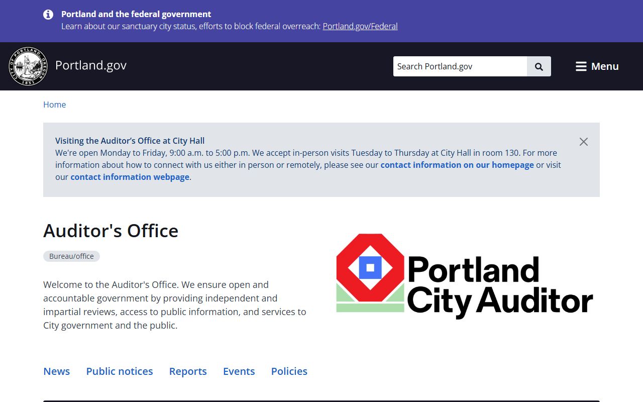 Portland Auditor's Office for Portland bankruptcy records research