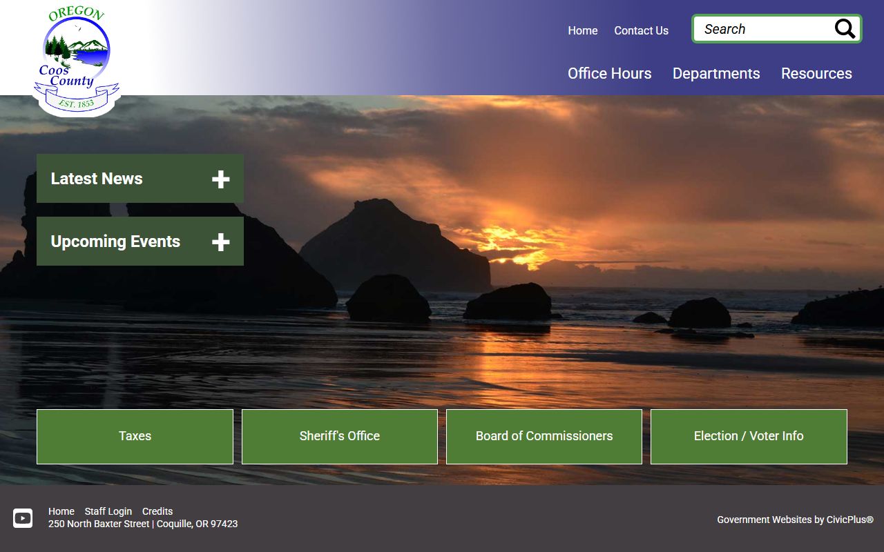 Coos County official website for bankruptcy records and public records