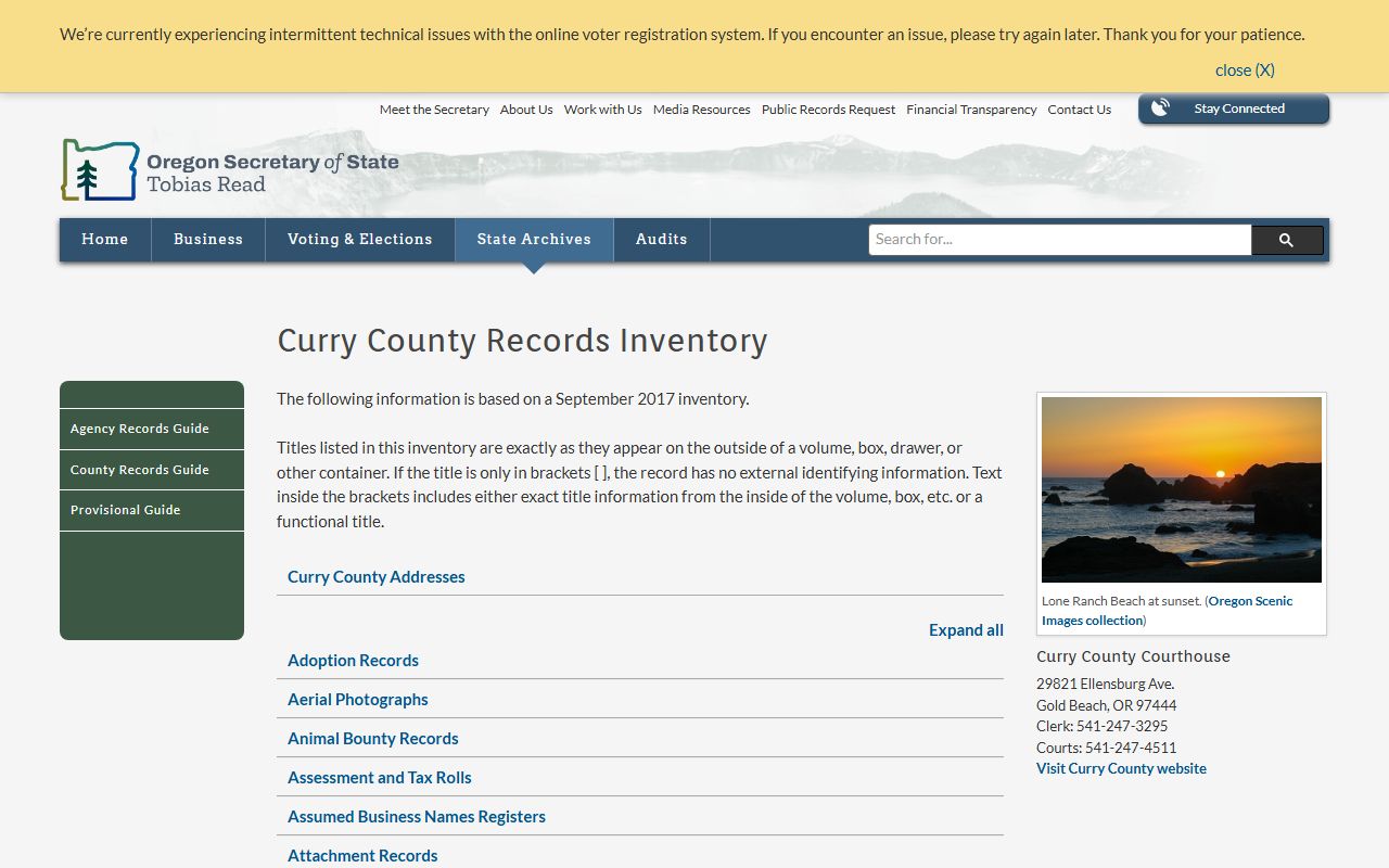 Curry County records inventory for bankruptcy records research