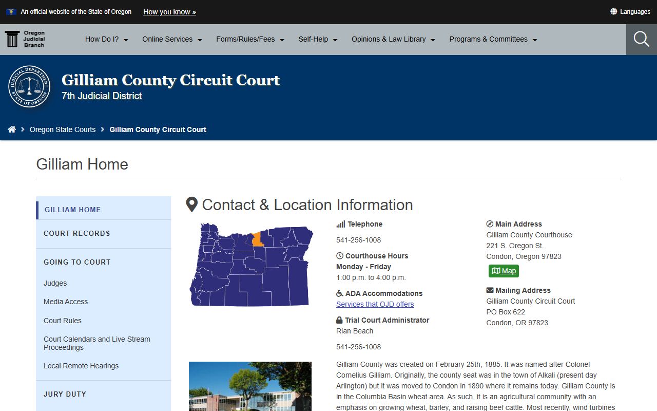 Gilliam County Circuit Court website for bankruptcy records