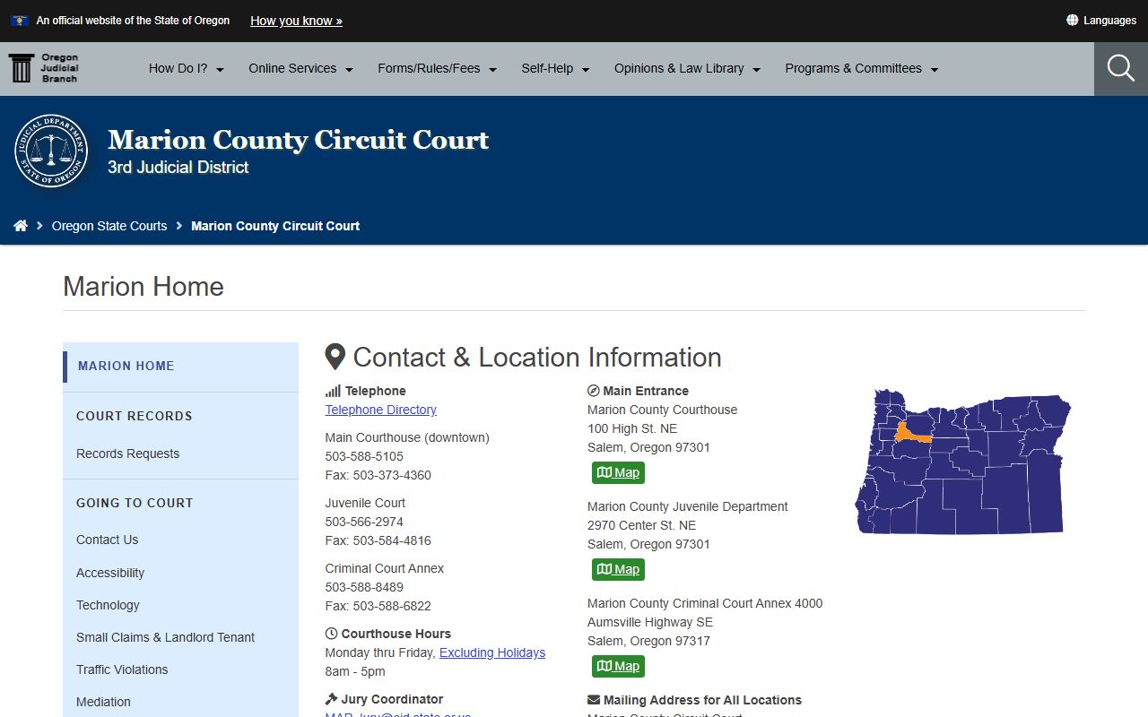 Marion County Circuit Court page for bankruptcy records research