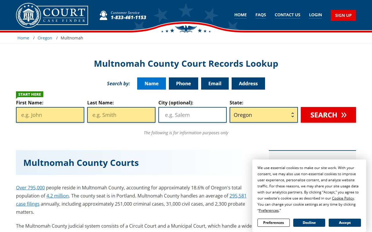 Multnomah County court records search for bankruptcy records